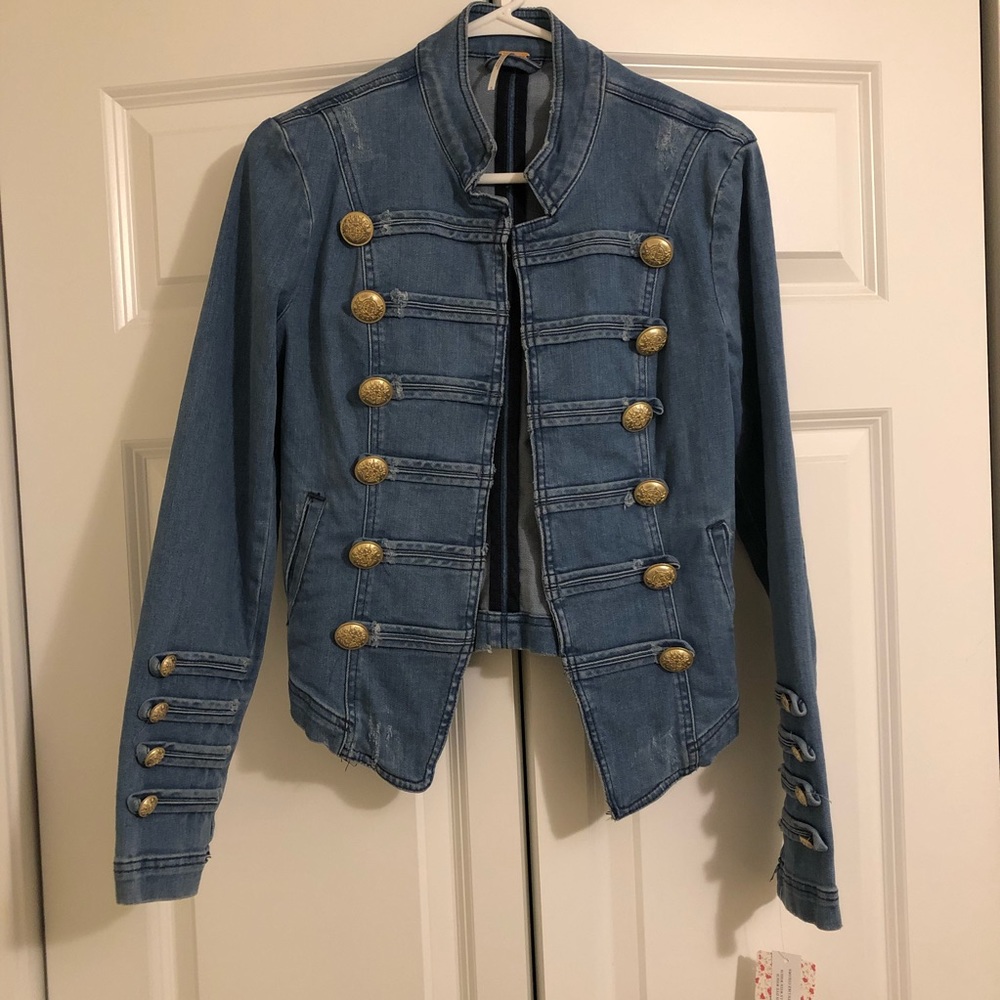 NWT Free People military style denim jacket